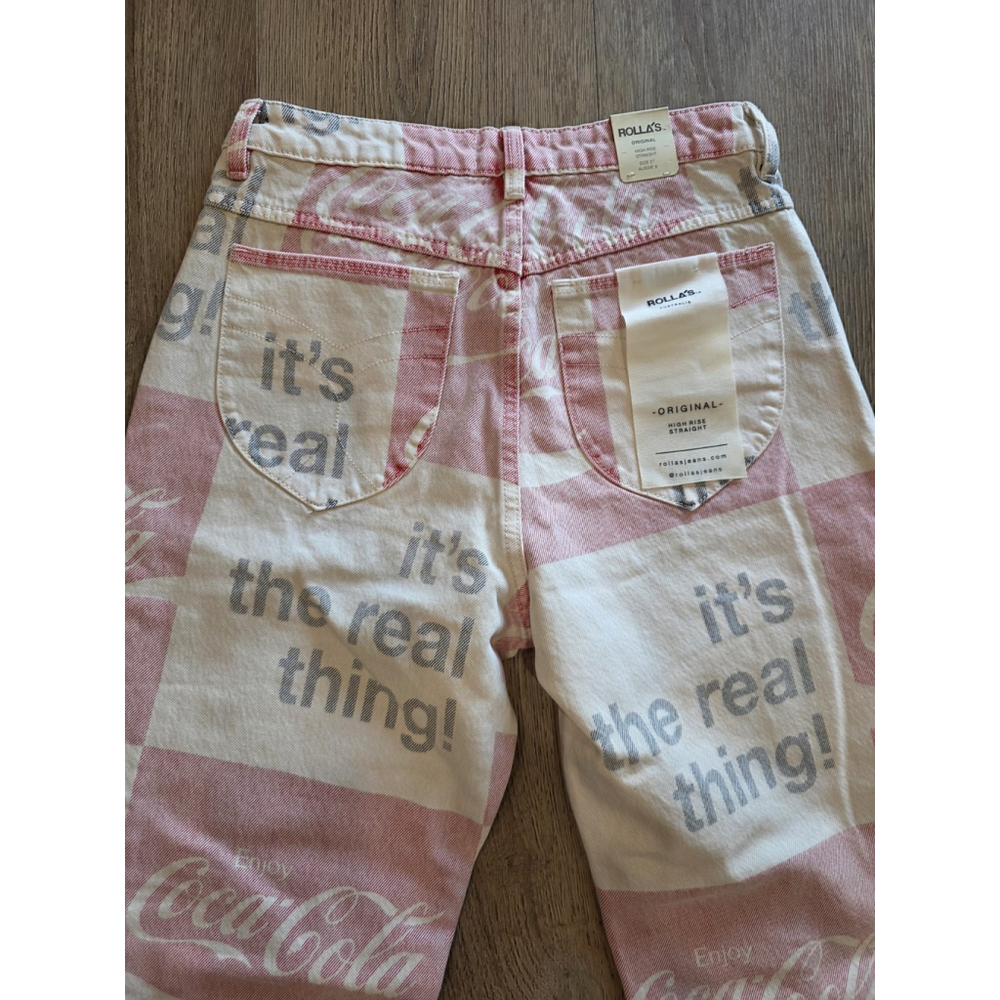 Rollas Coca Cola Jeans High Rise Straight Size 27x29 Collab Limited NWT $160 - Picture 10 of 12